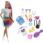 Barbie Leopard Rainbow Hair Doll (Brunette) with Color-Change Hair Feature,