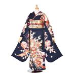振袖 成人式 振袖レンタル 大きいサイズ 紺 古典 正絹  結婚式 結納 およばれ 姉妹結婚式 前撮り 2次会 式典 送料無料 フルセット 足袋プレゼント