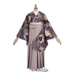 ショッピングレンタル 袴レンタル 卒業袴 レンタル袴 くすみ 卒業式 大学 短大 専門学校 小学生 先生袴 モダン ベージュ ブラウン  153cm〜158cm