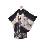 ショッピングレンタル 七五三 レンタル 正絹 5才着物 753 5歳袴 5歳男の子袴 黒ぼかし 110cm~120cm 子供袴レンタル フルセット 豪華 卒園式 送料無料 正月 結婚式 貸衣装 送料無料