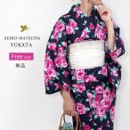 浴衣 レディース ブランド seiko matsuda 仕立上り 女性 浴衣 単品 紺 ネイビー 薔薇 バラ 大人可愛い 松田聖子 ブランド 4574