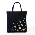 宝尽くし刺繍手提げバッグ 黒