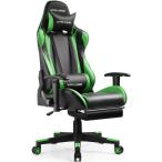 先着50名様『マウスパッド』プレゼント中!GTRACING ゲーミングチェア リクライニングハイバック ヘッドレスト 肘掛け付 オットマン付 グリーン 1年保証 (GT002F