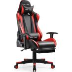 GTPLAYER ゲーミングチェア リクライニングハイバック ヘッドレスト 肘掛け付 オットマン付 Red レッド 1年保証 (GTP002F)
