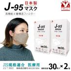 京都室町st. 【まとめ買い2個組】サージカルマスク 不織布 3d 立体 日本製 j95 正規品 JIS規格適合 30枚入×2箱(60枚)「ベージュ」j95-mask-st-BG2