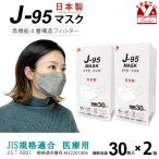 京都室町st. 【まとめ買い2個組】サージカルマスク 不織布 3d 立体 日本製 j95 正規品 JIS規格適合 30枚入×２箱(60枚)「ライトグレー」j95-mask-st-LG2