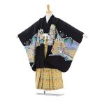 七五三 レンタル 5歳 着物(5歳男の子袴)5168黒地染分鷹×ベージュ袴