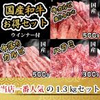 焼き肉 セット バーベキュー ギフト 肉 牛肉 1.3kg （ カルビ 盛り合わせ500g 中落ちカルビ500g ハラミ 300g ウィンナー160g）