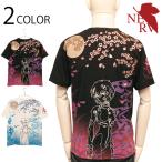 ショッピングエヴァ 錦 nishiki × EVANGELION 枝垂れ桜綾波 和柄 半袖 Tシャツ 523218 半袖 Tシャツ エヴァ エヴァンゲリオン 綾波レイ 枝垂れ 桜 グラデーション 刺繍 抜染