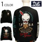 ショッピング和柄 クローズ×WORST デスラビット 柄 刺繍 天竺 長袖Tシャツ CRLT-2502 バイカー 長袖 Ｔシャツ カットソー 漫画 アニメ ＴＦＯＡ 武装戦線 デスラビット 刺繍