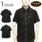 VANSON バンソン クロスボーンスカル ワンポイント ツイル 半袖 シャツ NVSS-807 ばんそん 半袖 シャツ クロスボーン スカル 刺繍 WABASH ウォバッシュ