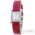 HERMES エルメス HH1.131 Hウォッチ ミニ ダイヤモンドベゼル 腕時計  ステンレススチール アリゲーター レディース  中古