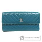 CHANEL シャネル Vステッチ ココマーク シルバー金具 長財布（小銭入れあり） カーフ レディース 中古