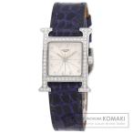 HERMES エルメス HH1.230 Hウォッチ ベゼル ダイヤモンド 腕時計  ステンレススチール アリゲーター レディース  中古