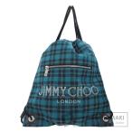 Jimmy Choo ジミーチュウ ナップサック チェック柄 ロゴスタッズ リュック・デイパック キャンバス レディース 中古