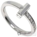 TIFFANY&Co. ティファニー Tワン ハーフ ダイヤモンド リング・指輪 K18ホワイトゴールド レディース 中古