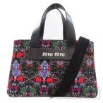 ショッピングMIUMIU MIUMIU ミュウミュウ フラワーモチーフ 2WAY ハンドバッグ キャンバス レディース 中古