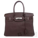 ショッピングバーキン HERMES エルメス バーキン30 カフェ シルバー金具 ハンドバッグ トゴ レディース 中古