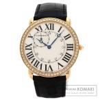 CARTIER カルティエ WR007001 ロンド ルイ カルティエ 腕時計  K18ピンクゴールド 革 ダイヤモンド メンズ  中古