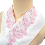 刺繍半衿白地ピンク糸菊he-018...