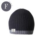 ラインニット帽 フリーサイズ ブラック×グレー おたふく手袋 B-10