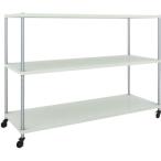 物品棚 パイプ棚 ＴＲＵＳＣＯ　スチールラック　フェニックスラック　１８００Ｘ６００　３段　Ｕ車輪付　Ｗ色　抗菌粉体塗装　  (PER-4663-U125-W)