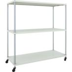 物品棚 パイプ棚 ＴＲＵＳＣＯ　スチールラック　フェニックスラック　１５００Ｘ６００　３段　Ｕ車輪付　Ｗ色　抗菌粉体塗装　  (PER-5563-U125-W)