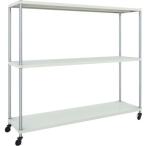 物品棚 パイプ棚 ＴＲＵＳＣＯ　スチールラック　フェニックスラック　１８００Ｘ４５０　３段　Ｕ車輪付　Ｗ色　抗菌粉体塗装　  (PER-5643-U125-W)