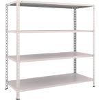 物品棚 軽量棚 ＴＲＵＳＣＯ　スチールラック　軽量棚　中棚ボルトレス型１５００Ｘ６００Ｘ１５００　４段　ネオグレー  (L55W-14（NG）)