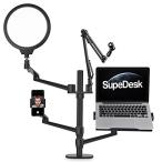 Yahoo! Yahoo!ショッピング(ヤフー ショッピング)SupeDesk 6-in-1配信セット Youtube/Tiktok/Vlog動画撮影・編集 ライブ配信 モニターアーム LEDリングライト 光度調整 マ
