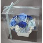 ショッピングプリザーブドフラワー プリザーブドフラワー＊ケース入りアレンジ＊ブルー系
