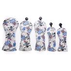 ゴルフ ヘッドカバー ドライバー ウッド 用 2点 ユーティリティ 用 2点 UT 用 5点セット スカル×England国旗 防水仕様 変換ダグ付き 爆買