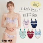 ブラショーツセット 大きいサイズ レディース 婦人下着 上下セット 刺繍 レース パッド付き ゆったり E85 E90 E95 E100