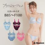 ブラショーツセット 大きいサイズ レディース 下着 モールドカップ 美胸 レース 上品 B85〜F100