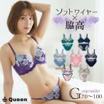 大きいサイズ ブラジャー ショーツセット レディース 下着 G70 G75 G80 G85 G90 G95 G100 脇高 ソフトワイヤー モールドカップ 大きめアンダー