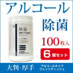【6個セット】ウェットティッシュ アルコール 除菌 ボトル 100枚入 除菌シート AI-WILL製 大判 厚手 ウイルス対策 拭き掃除 お徳用