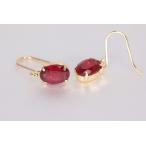 ルビー K18 5×7mmフックピアス