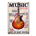  metal автограф "MUSIC" гитара Lespaul античный способ табличка 30cm×20cm # жестяная пластина табличка орнамент музыкальные инструменты музыка интерьер орнамент гараж магазин 