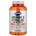 Now Foods アルギニン＆シトルリン、500/250mg、240ベジカプセル [海外直送品]