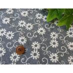 【価格を見直しました】国産　デニム風生地に花柄刺しゅう　【1個96ｃｍｘ50ｃｍ】　4個までネコポス可能　KLM71