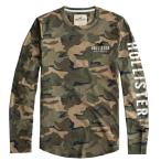 ホリスター Hollister メンズ 正規品 ロンT ラグラン Tシャツ Raglan Logo Graphic Tee - Camo 迷彩柄