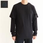 ショッピングmoncler MONCLER モンクレール Tシャツ Layered T-Shirt 8D0000889AYW メンズ 長袖 レイヤード クルーネック ダブルスリーブ シリコンロゴパッチ LaG Onlinestore