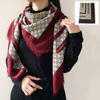 GUCCI グッチ ショール Big GG Ribbon Scarf 756936 3GAL9 レディース GGモノグラム ウェブストライプ スカーフ 大判 ウール シルク フリンジ