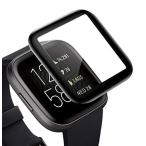 3D曲面先端技術2枚Fitbit Versa2 フィルム 3D曲面設計 フィットビット) Versa2全面吸着 炭素繊維PC液晶フィルム 液