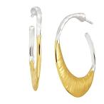 Silpada 'Good Vibes' Crescent Hoop Earrings in Sterling Silver &amp; Brass好評販売中