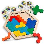 Coogam Wooden Hexagon Puzzle for Kid Adults - Shape Pattern Block Tangram B好評販売中