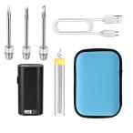 黒-大容量ワイヤレスDIY＆修理に 半田ごて はんだごて 溶接用具 ハンダゴテセット ワイヤレス 充電式 大容量