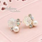 Yahoo! Yahoo!ショッピング(ヤフー ショッピング)ピアス 天然貝とパールとクリスタル チタンポスト使用 ゴールド鍍金