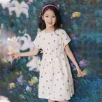 韓国子供服 ワンピース 子供 半袖 水玉柄 ワンピー キッズ ひざ丈 女の子 クルーネック 夏 韓国ワンピー ゆったり 春 上品 通学 普段着 外出着 イベント