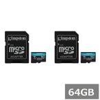 (2セット) キングストン マイクロSD MicroSDXC SDCG4 64GB Canvas Go! Plus microSD Ki